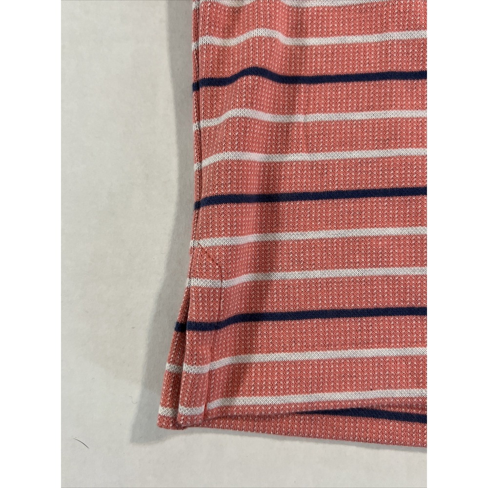 Lands' End Polo Shirt Pink W/Navy & White Stripes Mens SZ Large Classic Preppy - Picture 11 of 16
